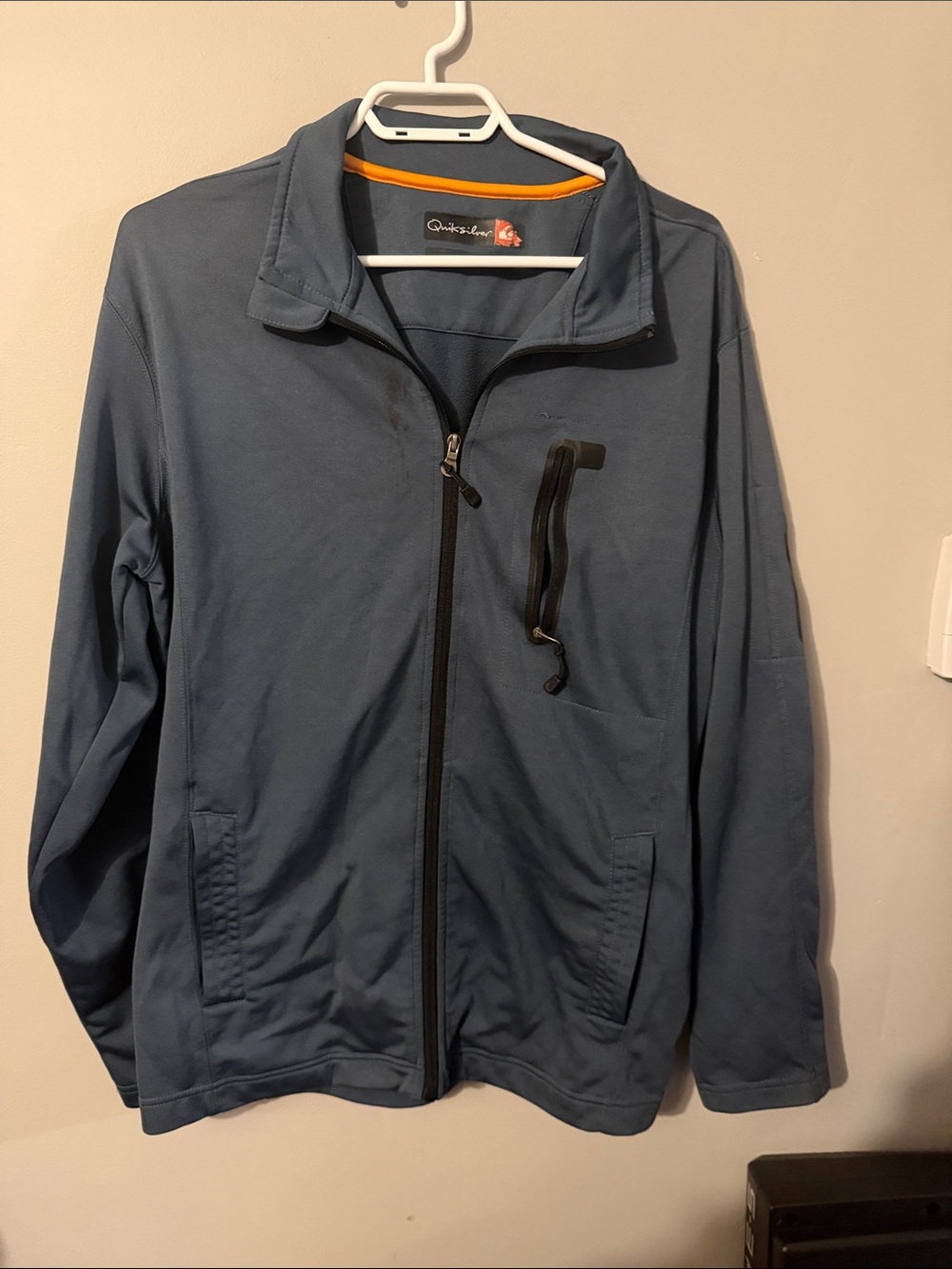 Quiksilver Men's Slate Blue Lightweight Zip-Front Jacket with Chest Pocket